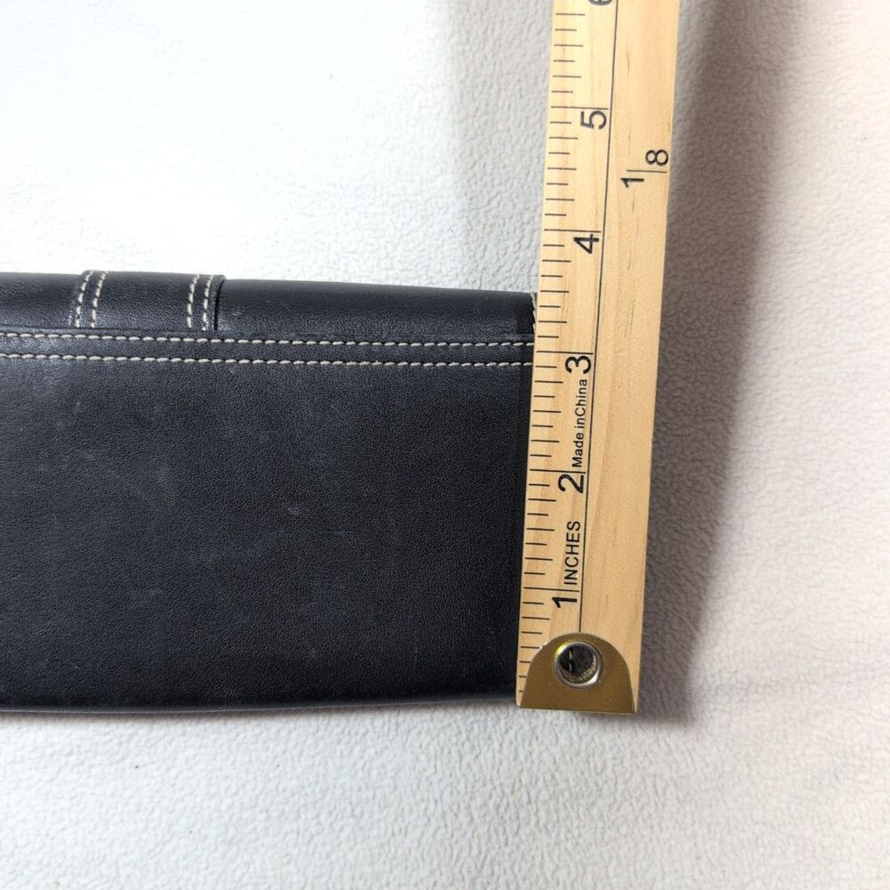 Vintage Coach Soho Clutch Black Leather Wallet Accordion Buckle Contrast Stitch - Picture 14 of 15